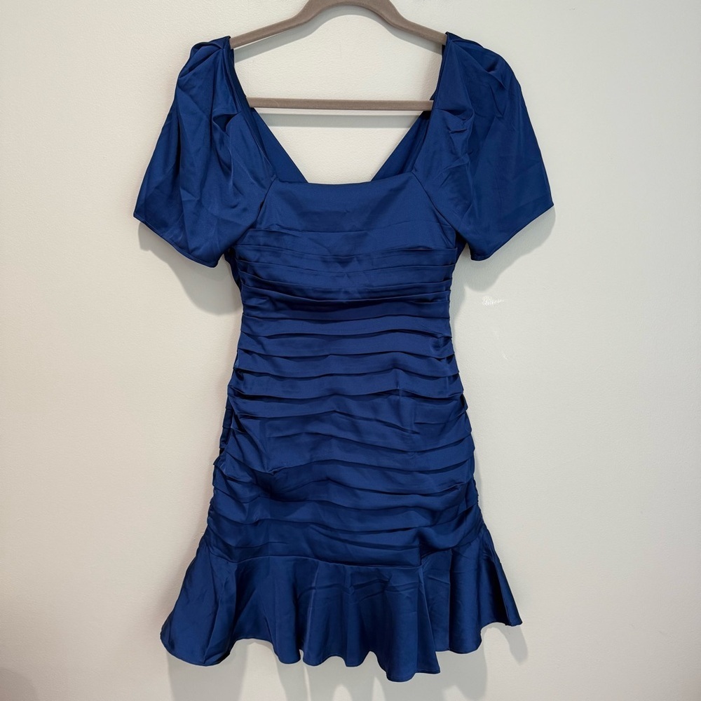 Express Blue Ruched Dress - Picture 2 of 3